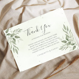 Modern Sage Greenery Wedding Thank You Card
