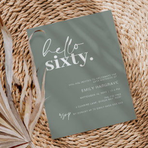 Modern Sage Hello Sixty 60th Birthday Party Invitation