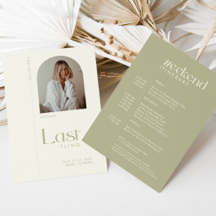 Modern Sage "Last Fling" Bachelorette Photo Invitation