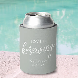 Modern Sage Love is Brewing Wedding Favour Can Cooler