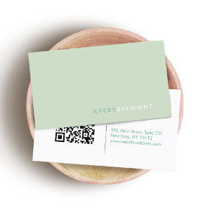 Modern Sage Minimalist Professional QR Code Business Card