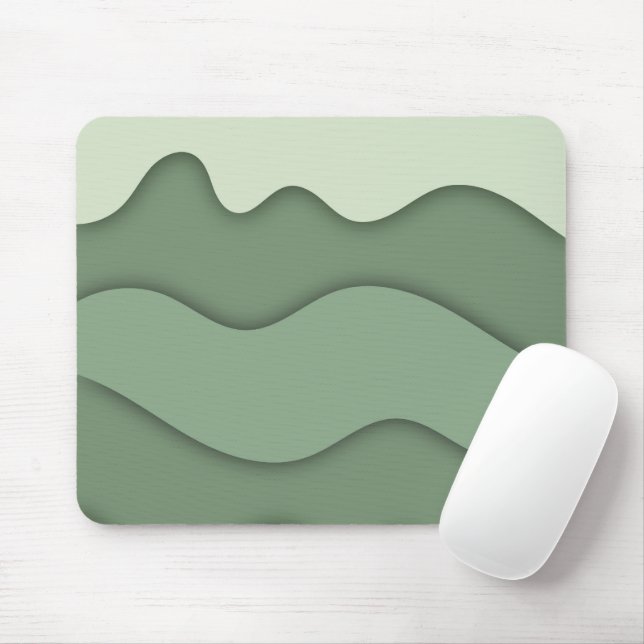 Modern Sage Mint Wavy Mouse Pad (With Mouse)