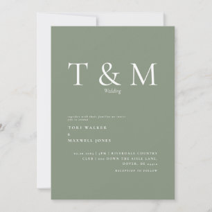 Modern Sage Monogram No Parents Wedding Invitation