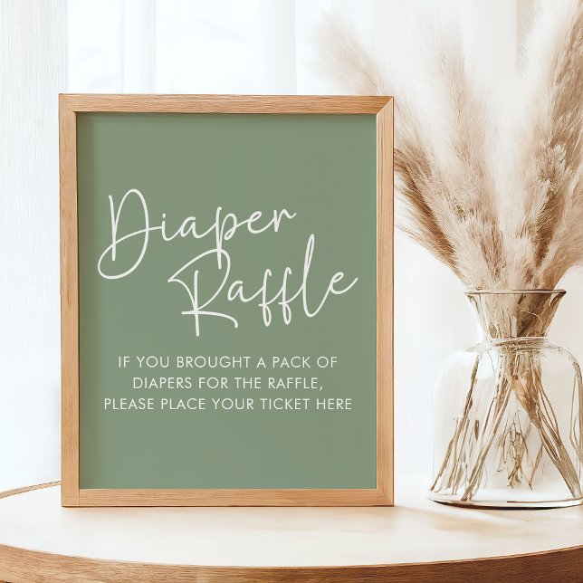 Modern Sage Oh Baby Simple Baby Diaper Raffle Poster (Creator Uploaded)