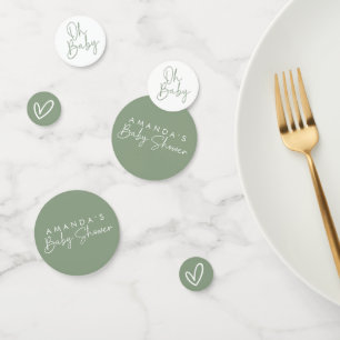 Modern Sage Oh Baby Simple Baby Shower Confetti