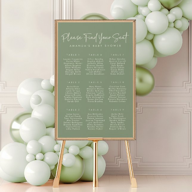 Modern Sage Oh Baby Simple Shower Seating Chart (Creator Uploaded)