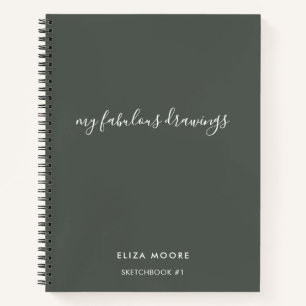 Modern Sage Personalised Sketchbook Your Name  Notebook