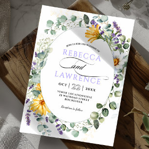 Modern sage purple florals wedding invitation
