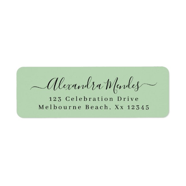 Modern Sage simple elegant script return address (Front)