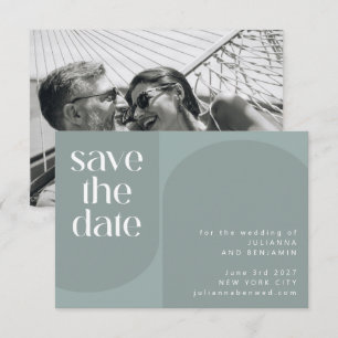 Modern Sage Teal Green Geometric Chic Wedding Save The Date