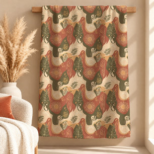 Modern Sage Terracotta Rainbow Leaves Blanket Gift