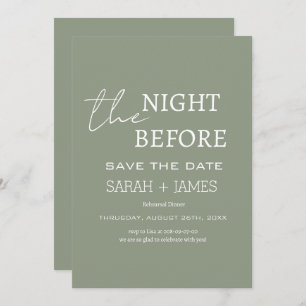 Modern Sage the Night Before Rehearsal Dinner  Save The Date