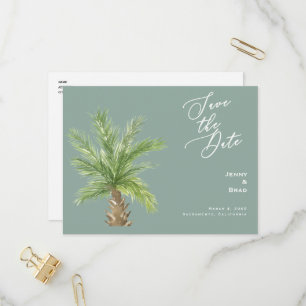 Modern Sage Tropical Foliage Wedding Save the Date Invitation Postcard