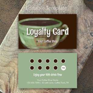 Modern Sage Unique Art Coffee Shop Rewards Loyalty Card