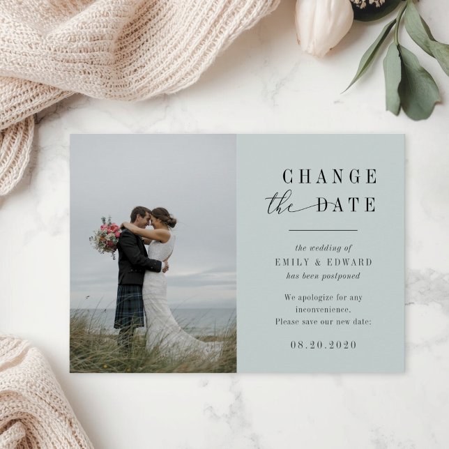 Modern Sage Wedding Postponement Announcement (Creator Uploaded)