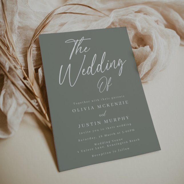 Modern Sage & White Elegant Wedding Invitation (Creator Uploaded)