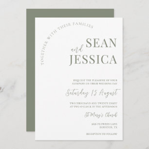 Modern Sage & White Wedding Invitation