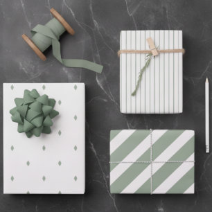 Modern Sage Wrapping Paper Sheets 3 Pack Geometric