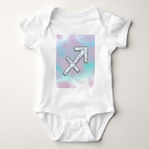 Modern Sagittarius Zodiac on Mother of Pearl Style Baby Bodysuit