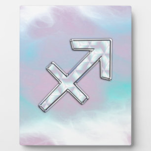 Modern Sagittarius Zodiac on Mother of Pearl Style Plaque