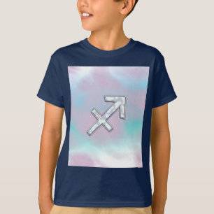Modern Sagittarius Zodiac on Mother of Pearl Style T-Shirt