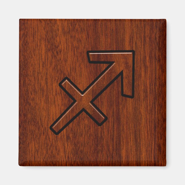 Modern Sagittarius Zodiac Sign in Mahogany Style Magnet (Front)