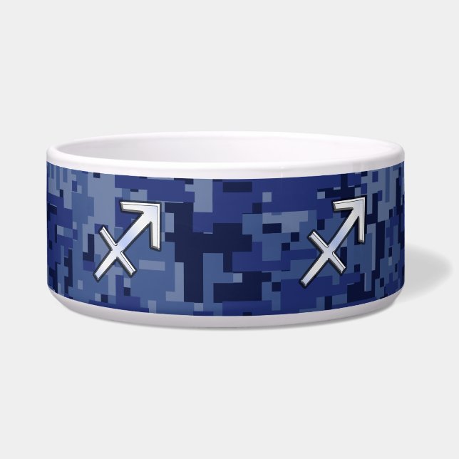 Modern Sagittarius Zodiac Sign Navy Digital Camo (Front)