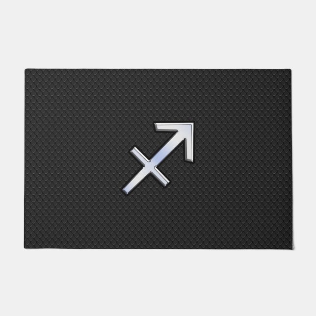 Modern Sagittarius Zodiac Sign on Snake Skin Doormat (Front)