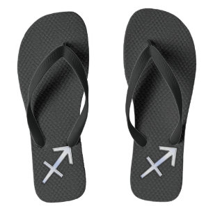 Modern Sagittarius Zodiac Sign on Snake Skin Flip Flops