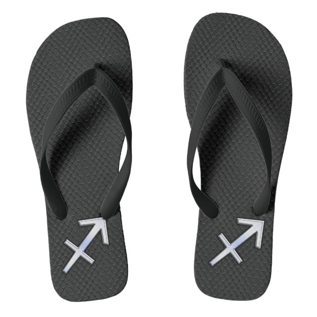 Modern Sagittarius Zodiac Sign on Snake Skin Flip Flops (Footbed)