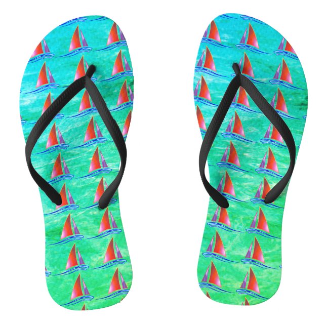 Modern Sailboat  Flip Flops (Footbed)