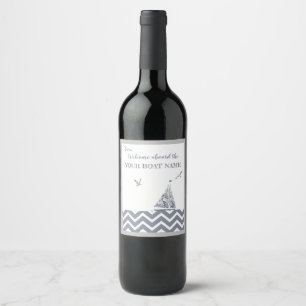 Modern Sailboat Grey Colour Scheme Wine Label