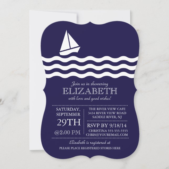 Modern Sailboat Nautical Baby Shower Invitation (Front)