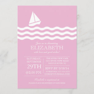 Modern Sailboat Nautical Baby Shower Invitation