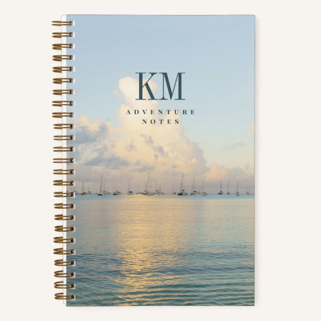 Modern Sailing Adventure Monogram (for men) Notebook (Front)