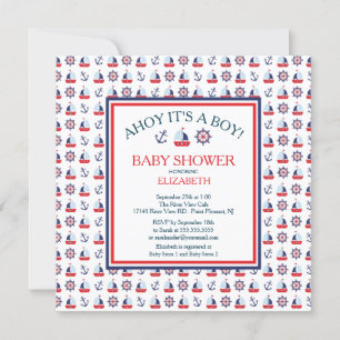 Modern Sailing Nautical Boy Baby Shower Invitation