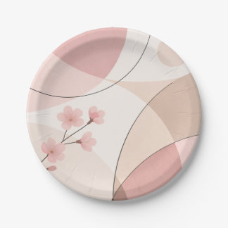 Modern Sakura Minimalist Geometric Paper Plate