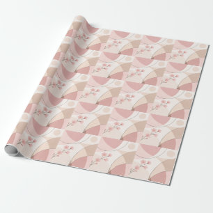 Modern Sakura Minimalist Geometric Wrapping Paper