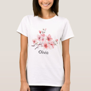 Modern Sakura Spring blossom girly personalised  T-Shirt