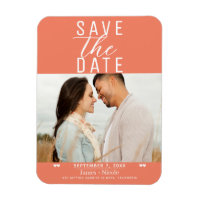 Modern Salmon Pink Save the Date Wedding Photo