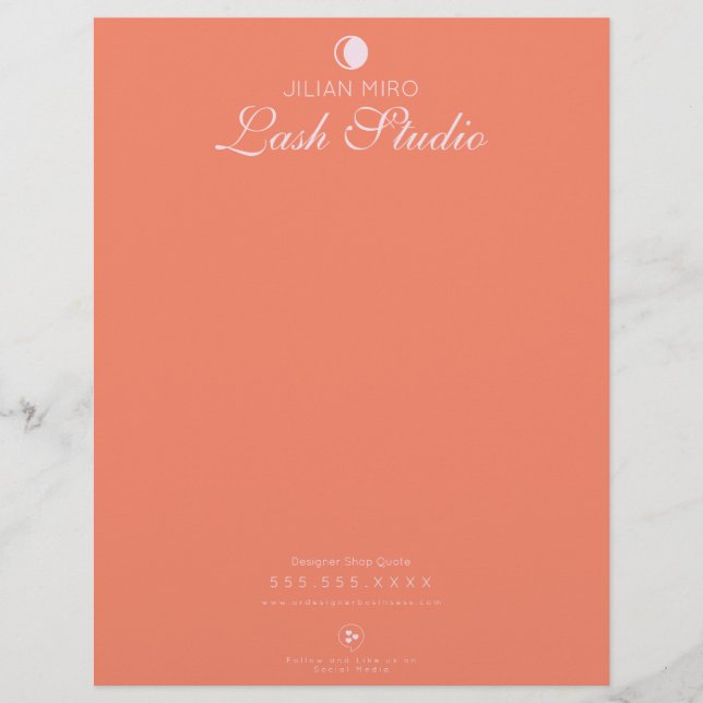 Modern Salon Beauty Eyelash Studio  Custom Letterhead (Front)