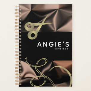 Modern Salon Beauty Scissor Gold Booking Brown Planner
