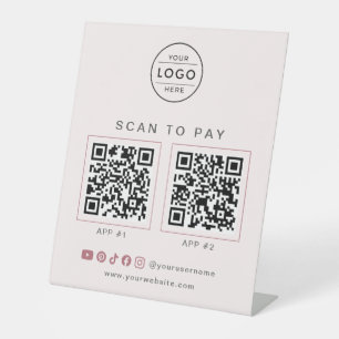 Modern Salon Blush Pink Logo QR Business Sign