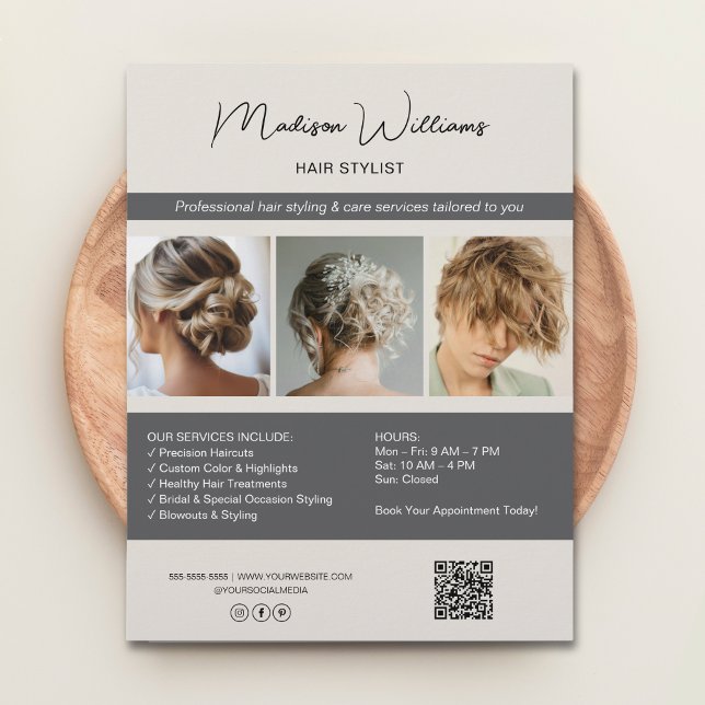 Modern Salon Hair Stylist Services QR Flyer (Modern Salon Hair Stylist Services QR Flyer)