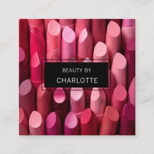 Modern, salon, makeup, beauty, lipstick photo square business card