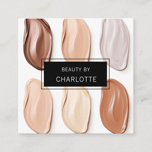 Modern, salon, makeup, beauty photo square business card (Front)