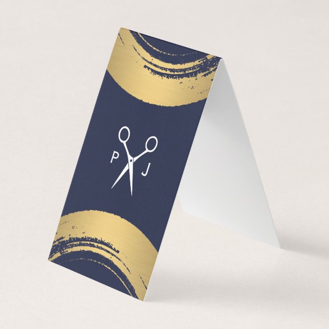 Modern Salon Monogram / Gold Brushed / Stylist Business Card (Front)
