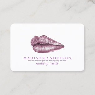 Modern Salon Red Lips Makeup Artist Business Card