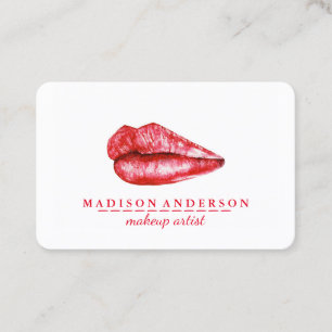 Modern Salon Red Lips Makeup Artist Business Card