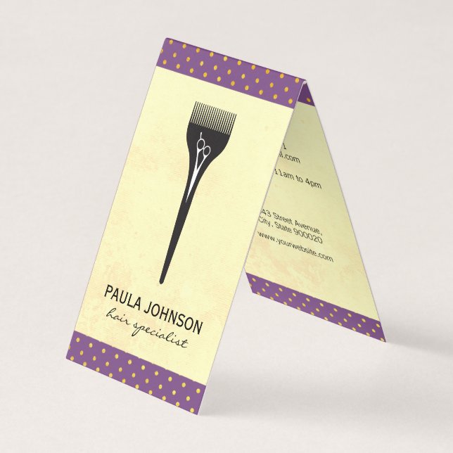 Modern Salon Tools Hair Specialist Polka Dots Business Card (Front)